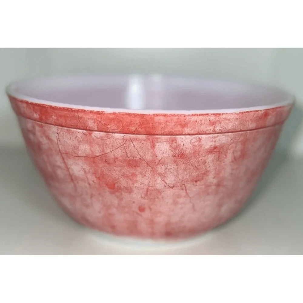 Pyrex 402 Mixing Bowl 1.5 Qt Pink Daisy Primary Colors Vintage Oven Ware Nesting